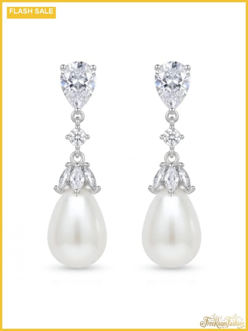 Silver Pearl Drop Dangle Earrings Wedding Bridal Prom Formal Jewelry